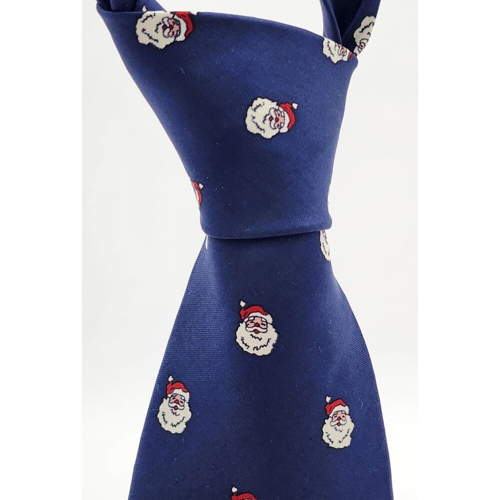 Fabio Men’s Navy Blue Santa Holiday Festive Silk Neck Tie